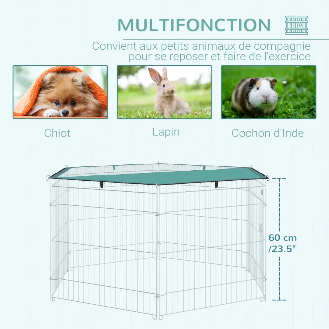 Pawhut Hondenren Metaal 120x120x60cm - Zilver Groen