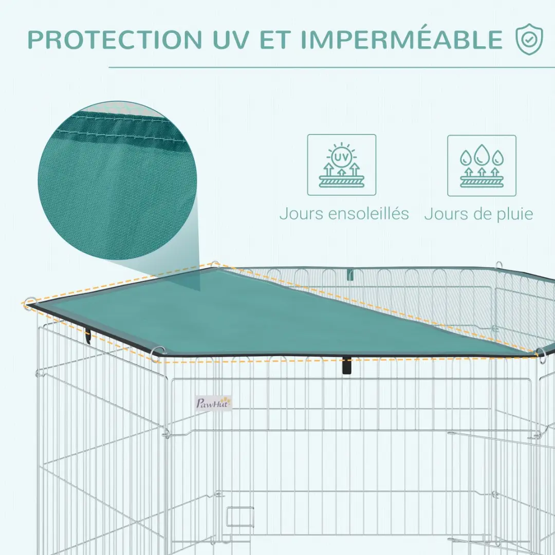 Pawhut Hondenren Metaal 120x120x60cm - Zilver Groen