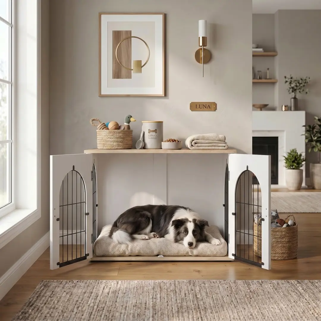 Pawhut Hondenbench 80x56x59cm Wit - Metaal