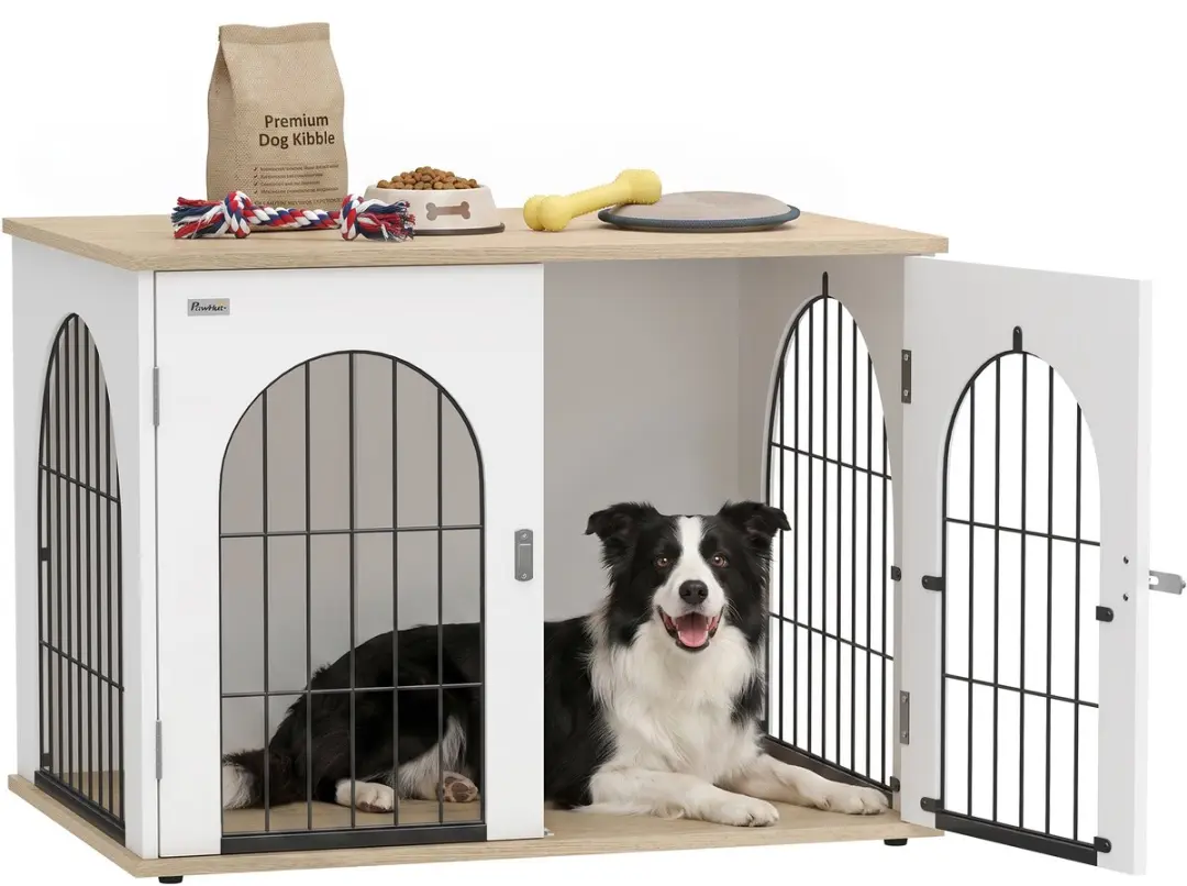 Pawhut Hondenbench 80x56x59cm Wit