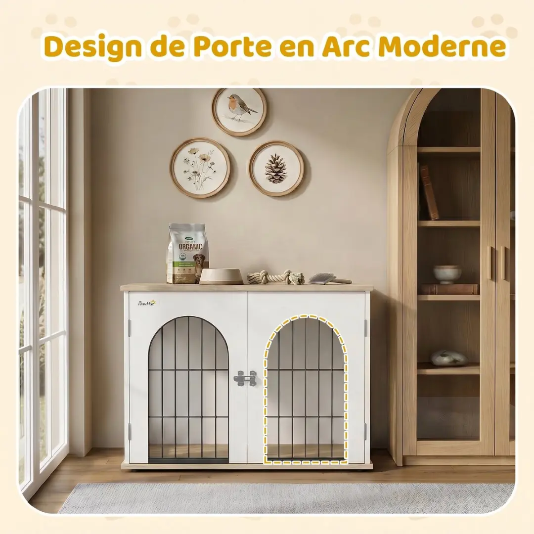 Pawhut Hondenbench 80x56x59cm Wit - Metaal - afbeelding 6 van 6