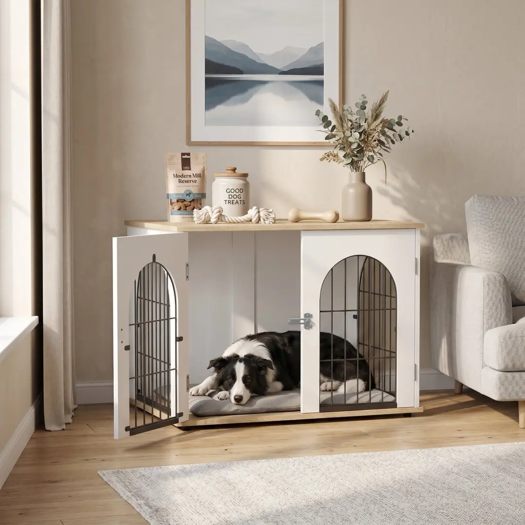 Pawhut Hondenbench 80x56x59cm Wit - Metaal