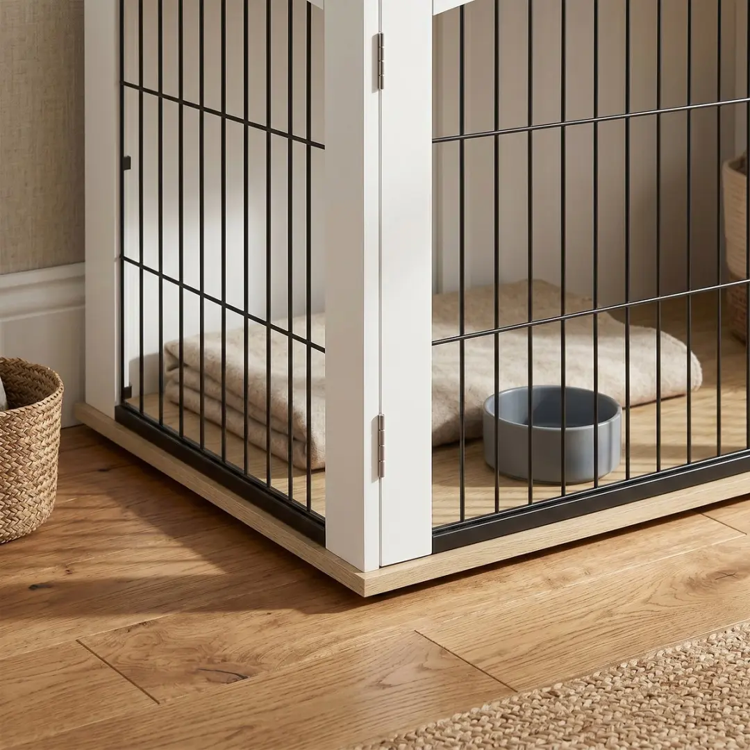 Pawhut Hondenbench 80x56x59cm Wit - Metaal