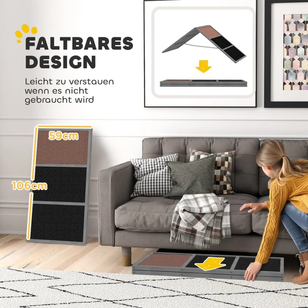 Pawhut Hondenbehendigheidshelling Dennenhout - 173x59x66cm Grijs - afbeelding 6 van 6