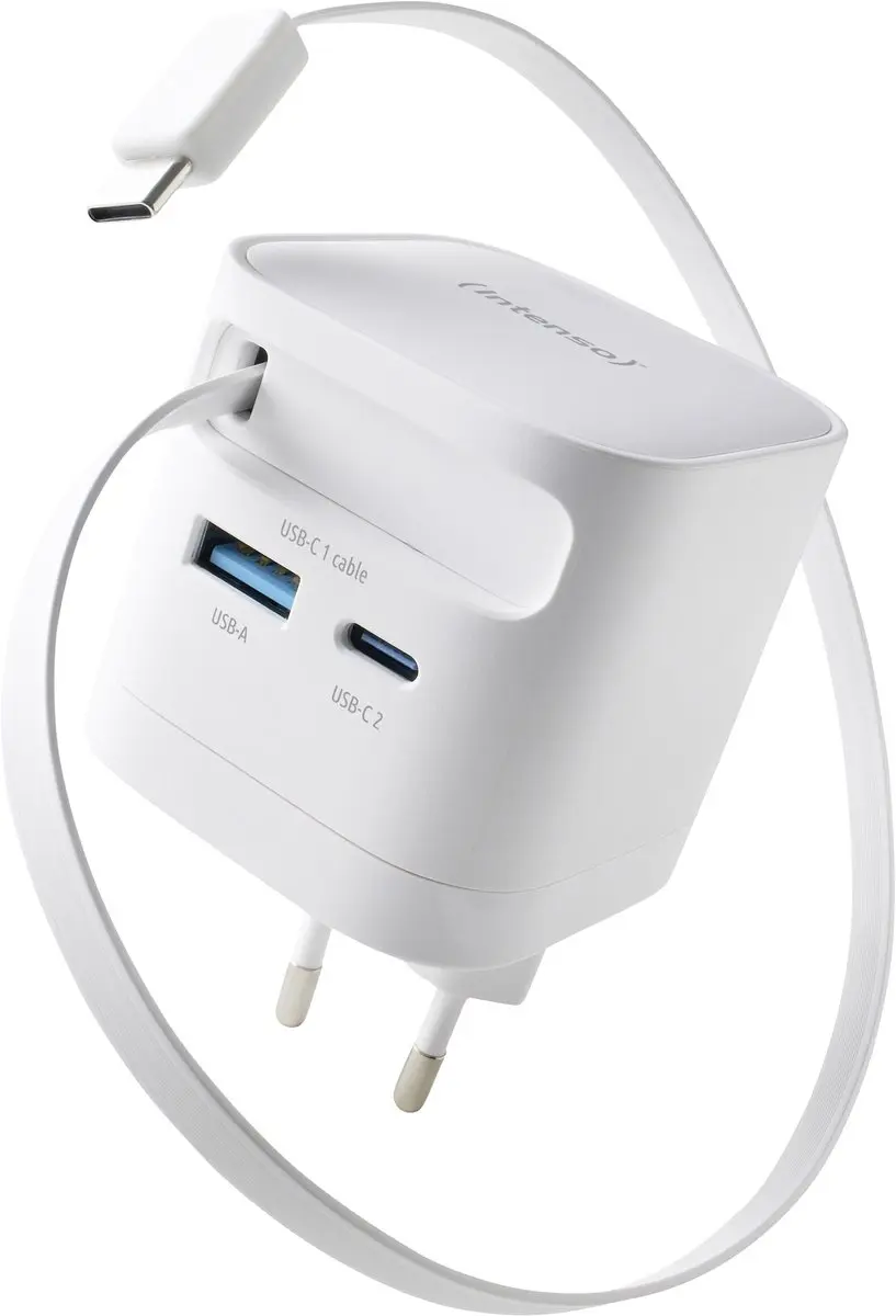 Intenso W65ACIC 65W GaN USB-C Snel Lader - Wit