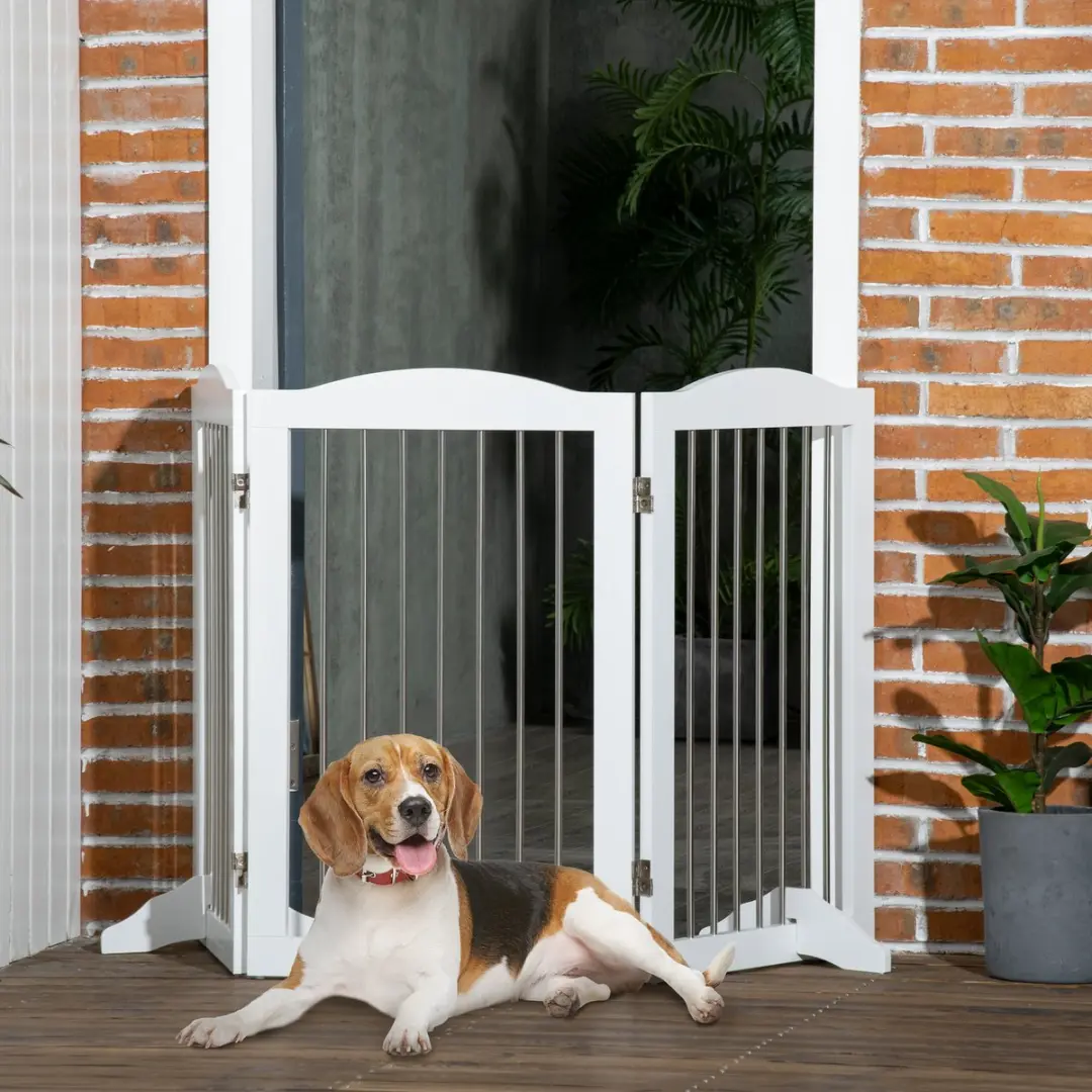 Pawhut Opvouwbaar Hondenhek 3 Panelen - Wit