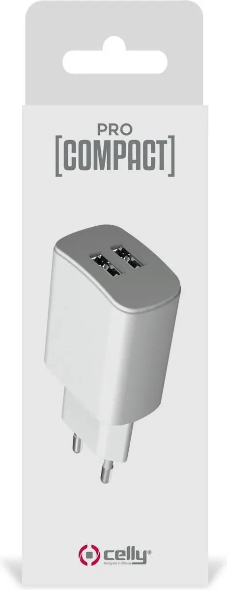 Celly Oplader Procompact Voor 2 Usb Wit