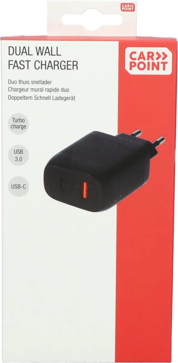 Carpoint Duo Thuis Snellader 20W USB-C + 18W USB-A 3.0