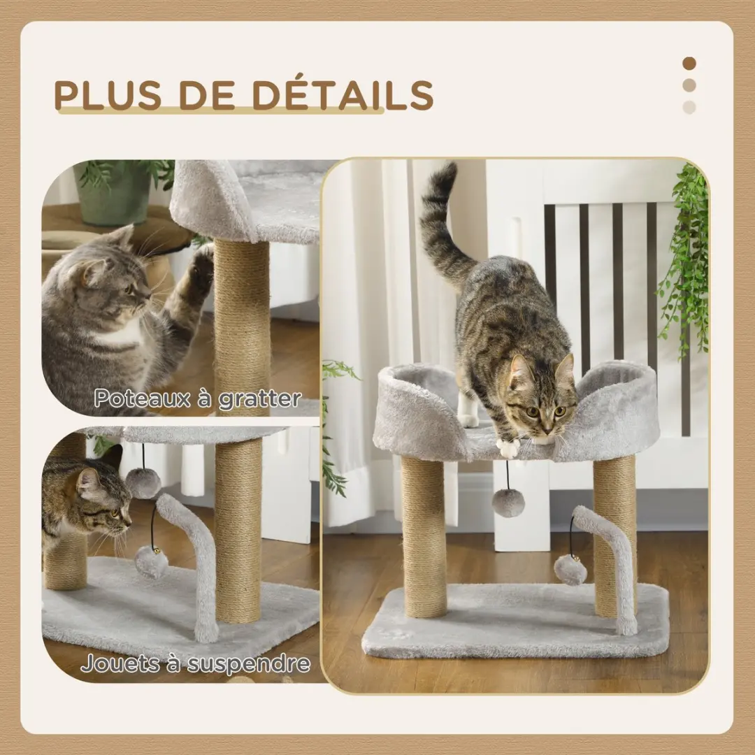 Pawhut Kattenboom Lichtgrijs 48x38x42cm