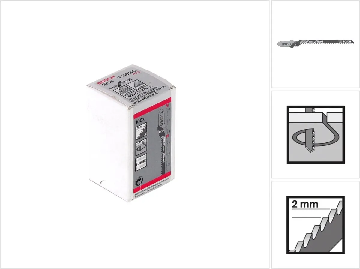 Bosch T 119 BO Basic Decoupeerzaagbladen Hout - 100 Stuks - afbeelding 6 van 6