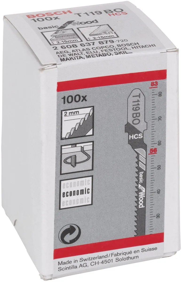 Bosch T 119 BO Basic Decoupeerzaagbladen Hout - 100 Stuks