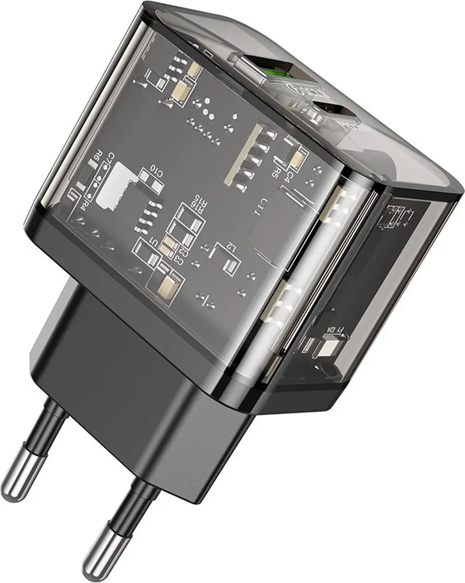 Hoco N34 Dual-Port Snellader 20W - Transparant