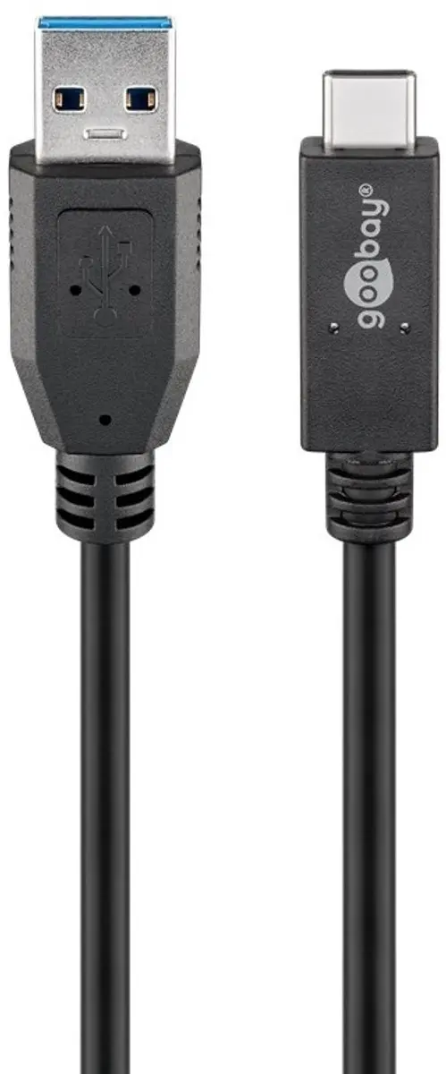 Goobay 41073 USB-C naar USB-A Kabel 10Gbit/s 60W 0.5m - Zwart