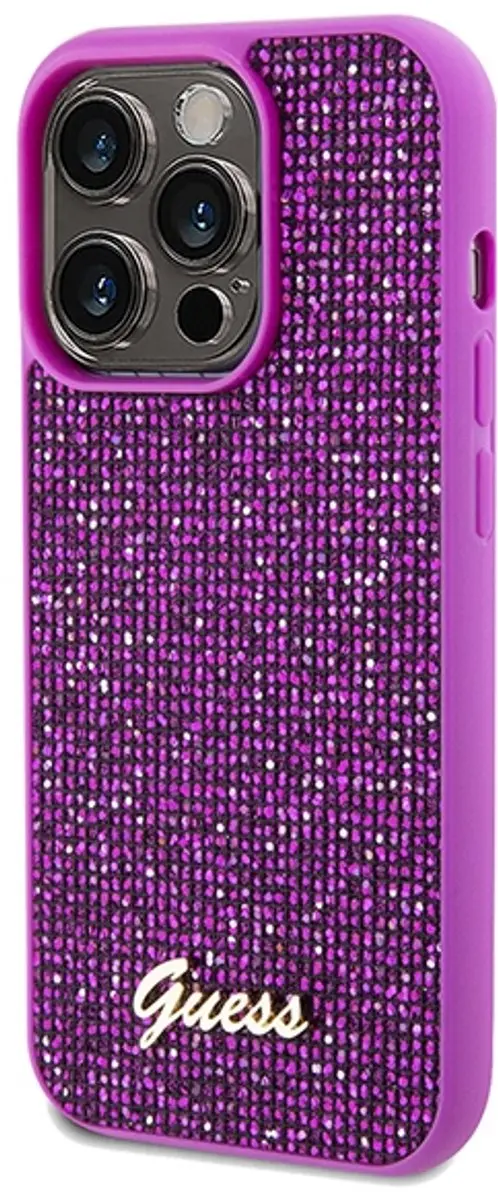 Guess Disco Metal Script iPhone 14 Pro Max Hoesje - Fuchsia - afbeelding 2 van 6