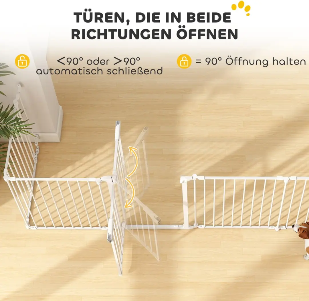 Pawhut Indoor Huisdierbarrière Koolstofstaal Wit - 61L x 75H cm - afbeelding 6 van 6