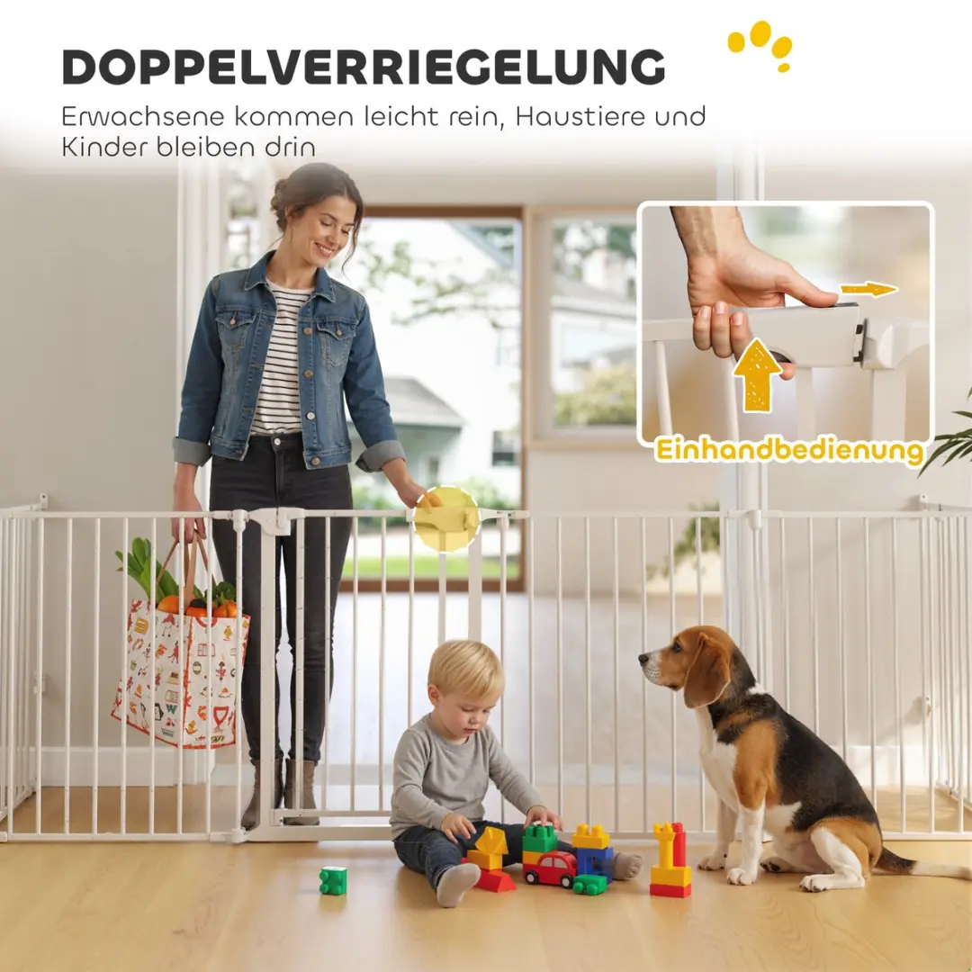 Pawhut Indoor Huisdierbarrière Koolstofstaal Wit - 61L x 75H cm