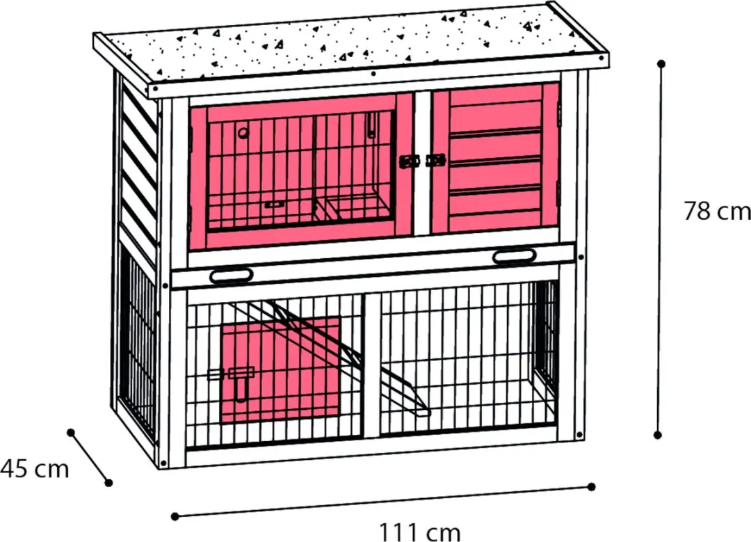 Flamingo Konijnenhok Loft Urban Bruin - 111x45x78cm
