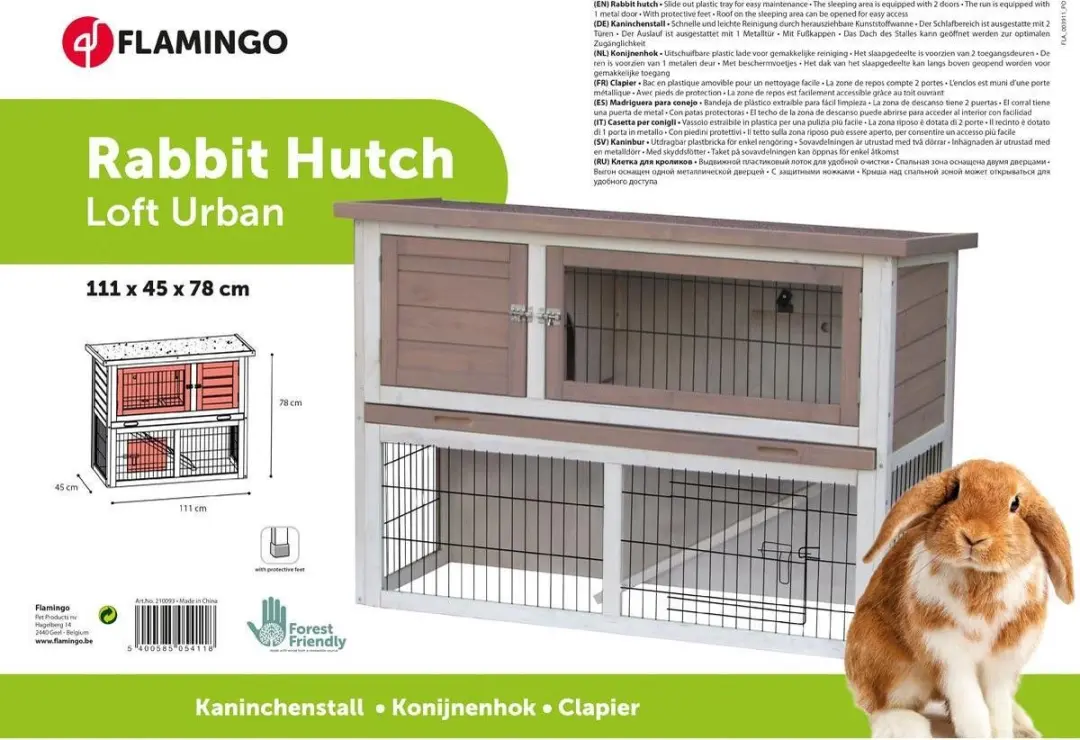 Flamingo Konijnenhok Loft Urban Bruin - 111x45x78cm