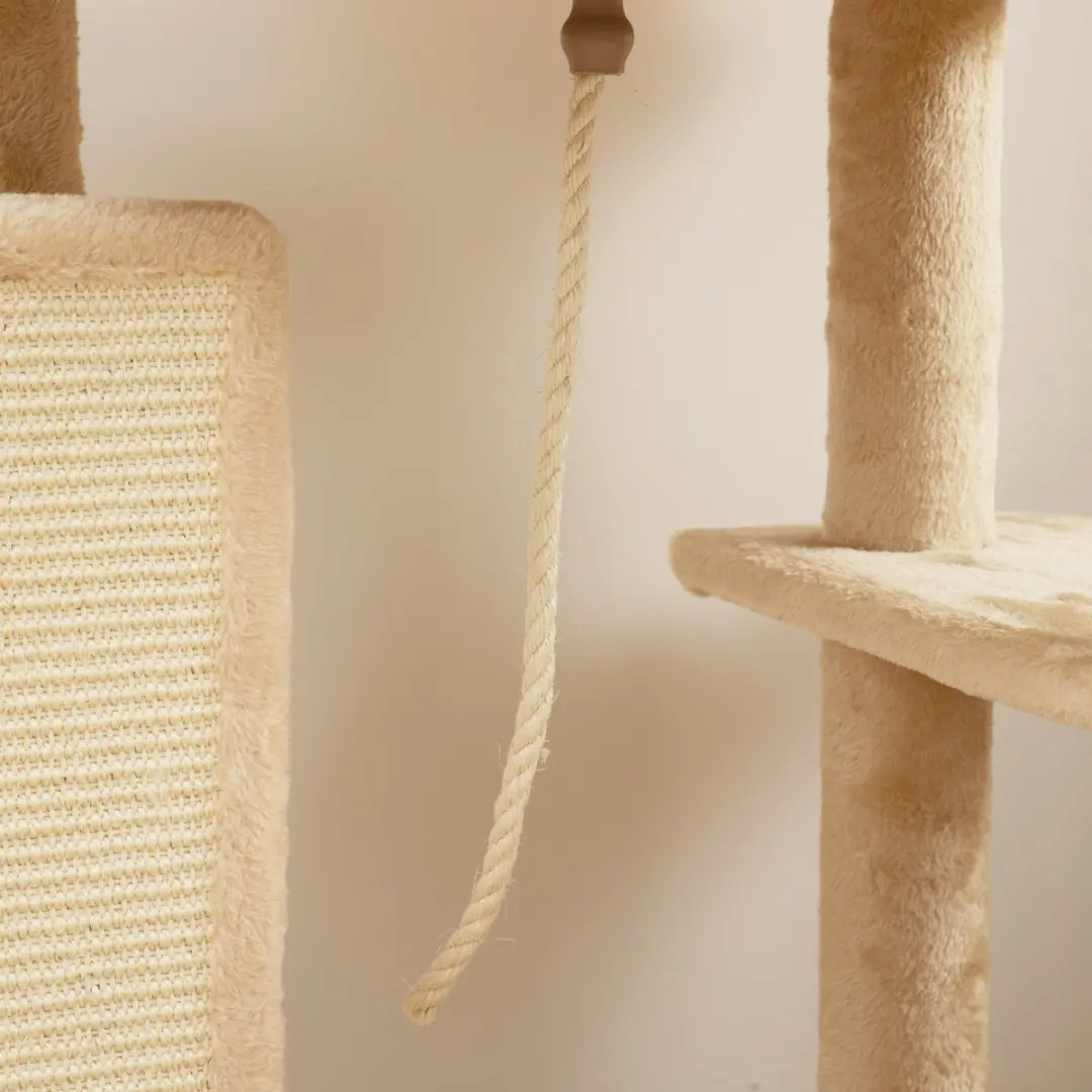 Pawhut Krabpaal Kat Beige 55x44x132cm