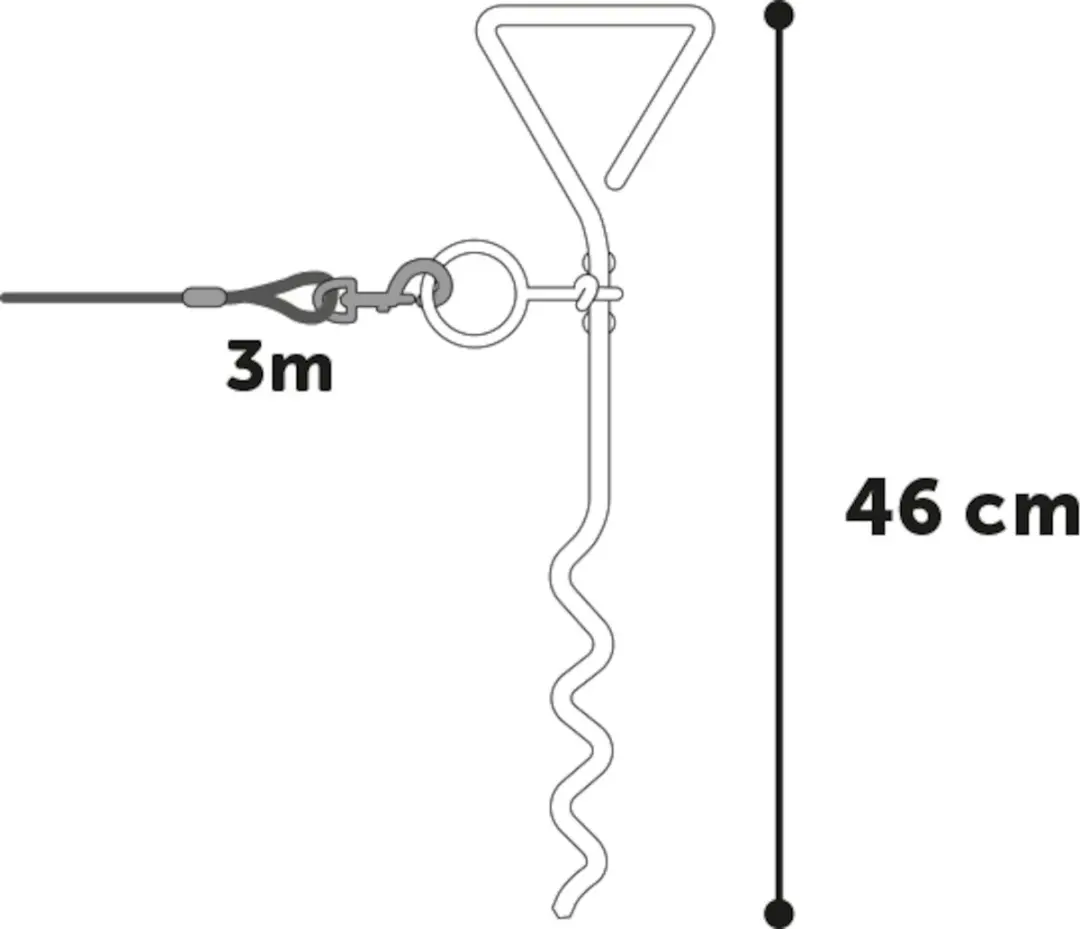 Flamingo Grondpin met Hondenriem - Chroom - 3m