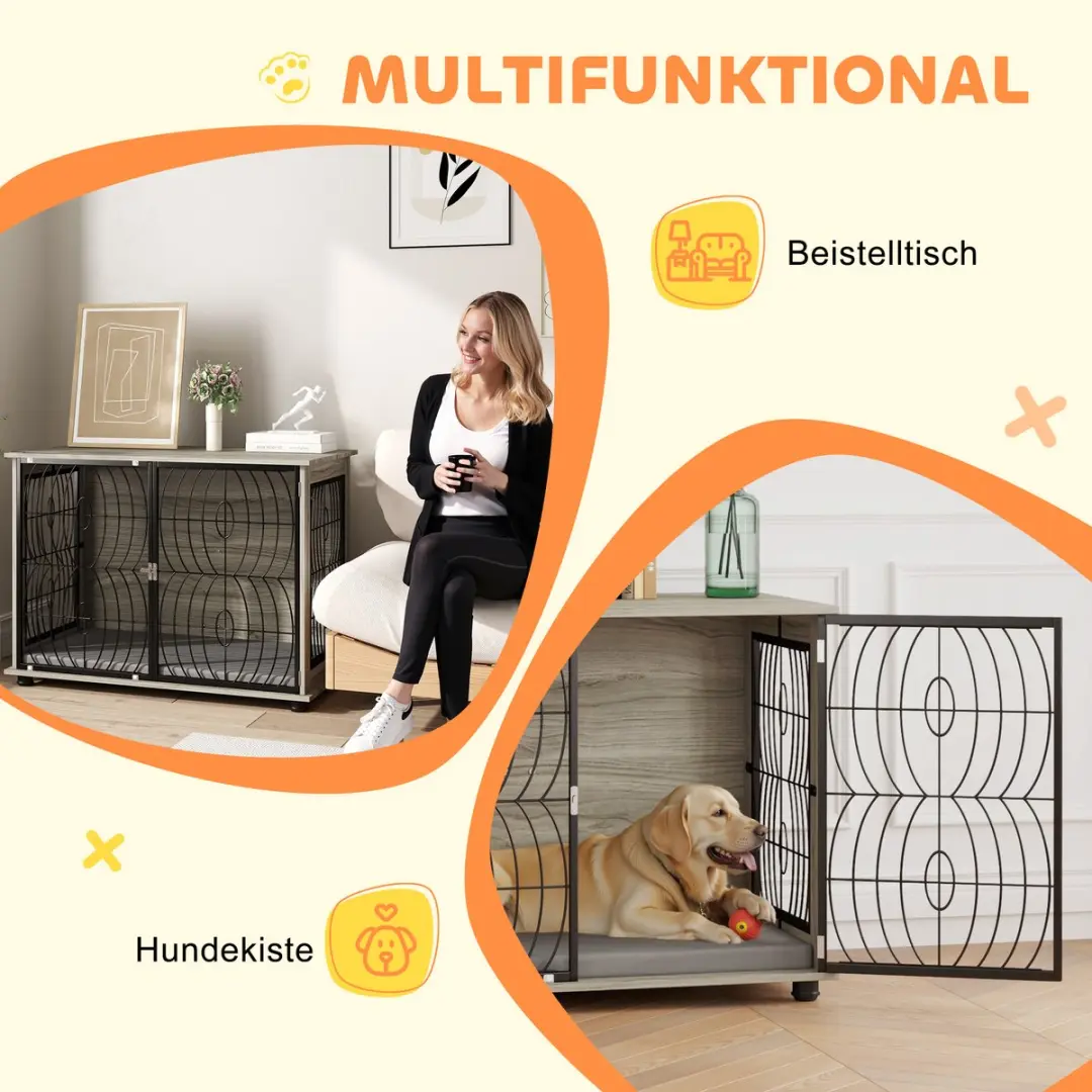 Pawhut Hondenverblijf 100x60x73,5cm - Grau