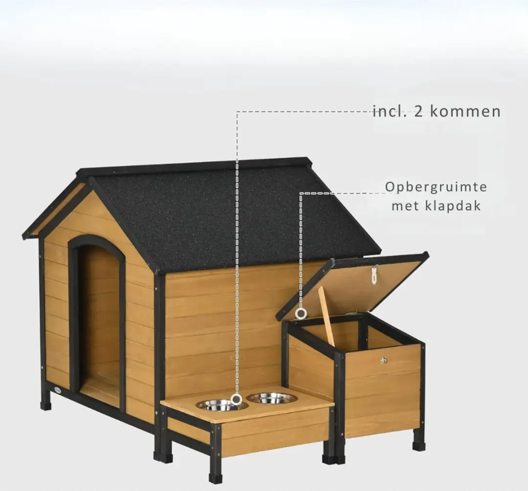Pawhut Hondenhok voor buiten - Zwart/Bruin
