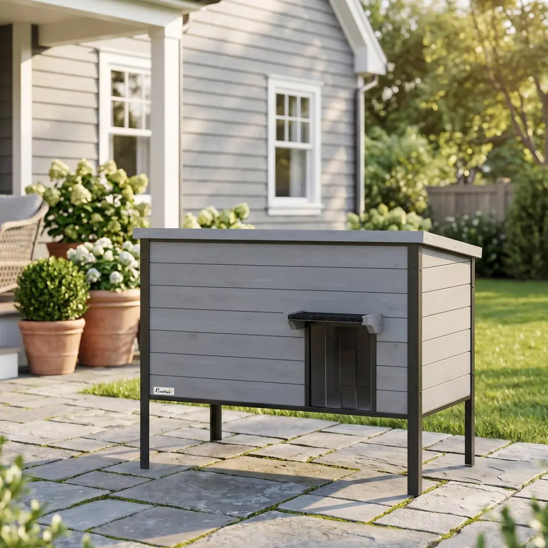 Pawhut Kattenhuis Lichtgrijs - 85L x 55B x 70H cm