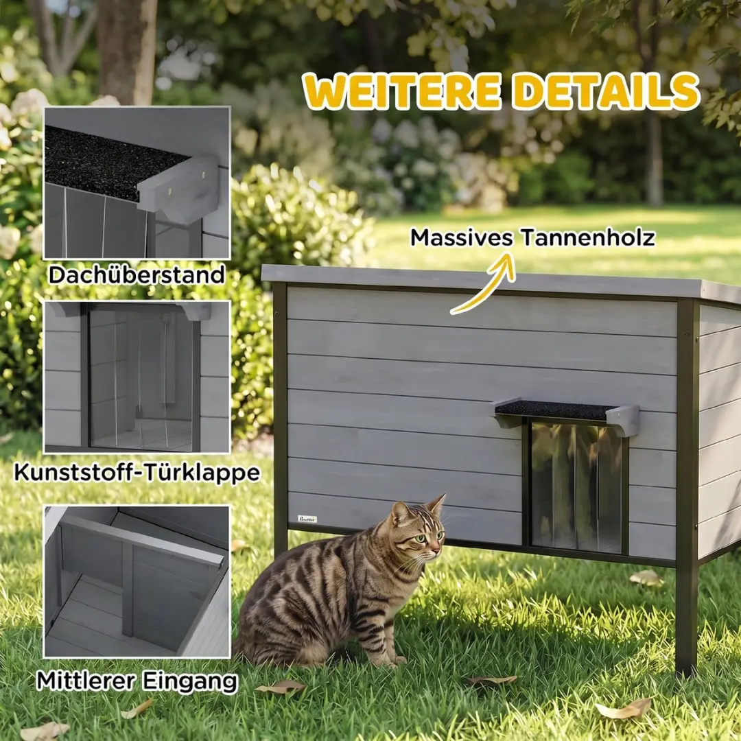 Pawhut Kattenhuis Lichtgrijs - 85L x 55B x 70H cm