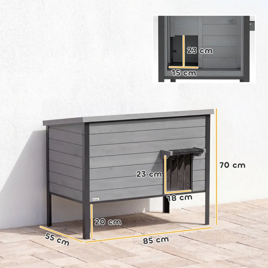 Pawhut Kattenhuis Lichtgrijs - 85L x 55B x 70H cm