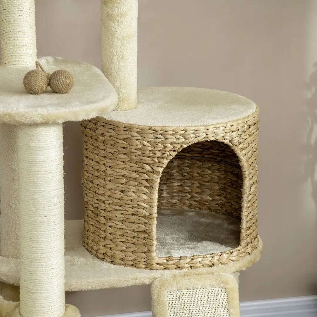 Pawhut Krabpaal met Kattenhuis 4 Niveaus - Beige
