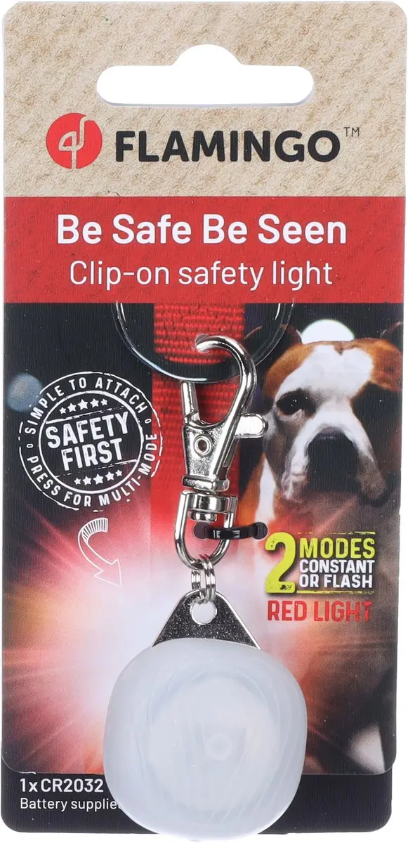 Flamingo Zayn Veiligheidslamp Honden - Rood Transparant