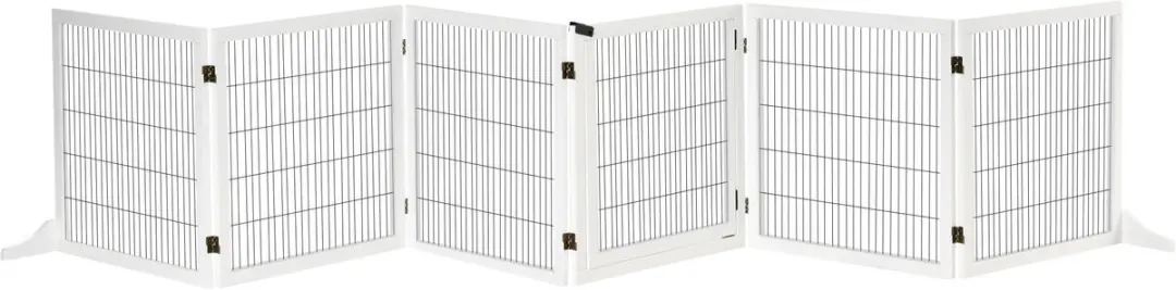 Pawhut Huisdierhekje Grenenhout 432x36x70cm - Wit