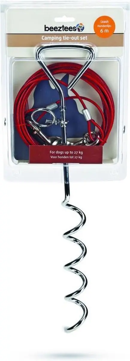 Beeztees Camping Vastlegset Hond - Rood - 6m