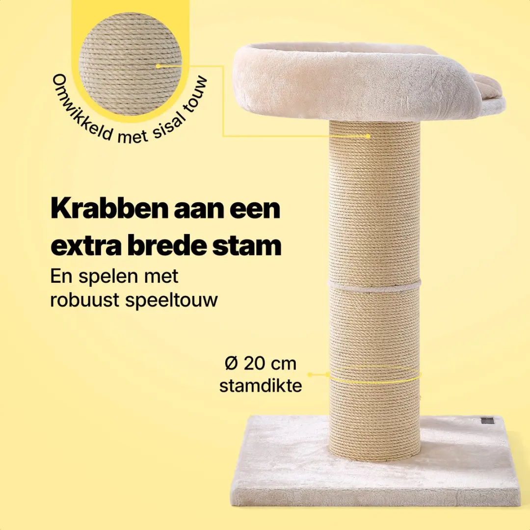 Jake and Jacky Krabpaal Grote Katten - 2 Niveaus - 57x57x90cm - Ø20cm Sisal