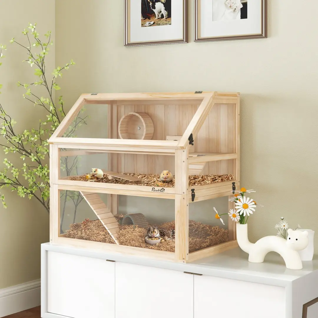 Pawhut Hamsterkooi 3 Etages - 80x50x76cm Natur