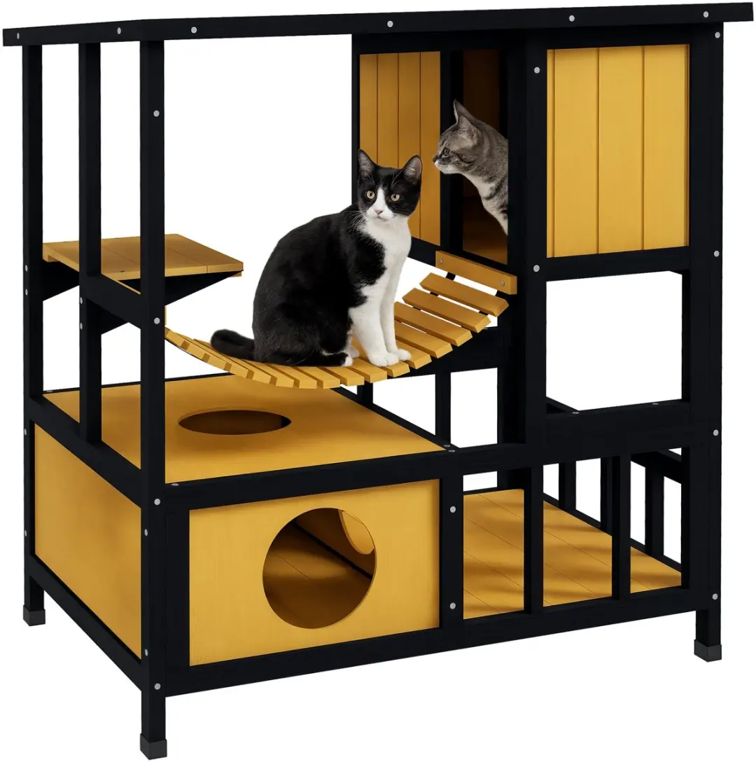 Pawhut Kattenhuis met Trekbrug D30-782V00