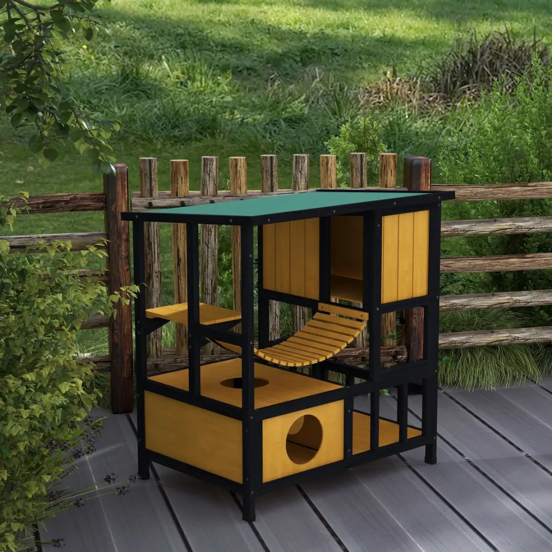 Pawhut Kattenhuis met Trekbrug D30-782V00 - Natuur