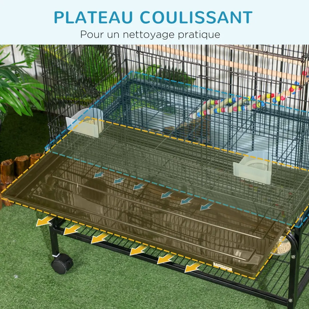 Pawhut Vogelkooi Vloer 79x49x133cm - Zwart
