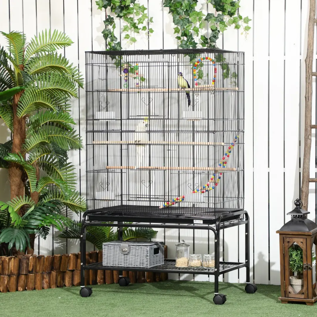Pawhut Vogelkooi Vloer 79x49x133cm - Zwart