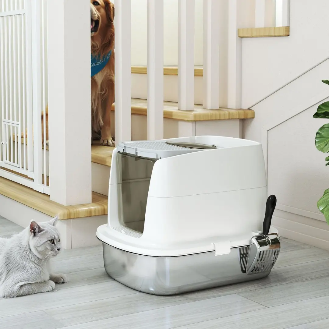 Pawhut Kattenbaklade 52,4L x 41,3B x 39,8H cm - Wit