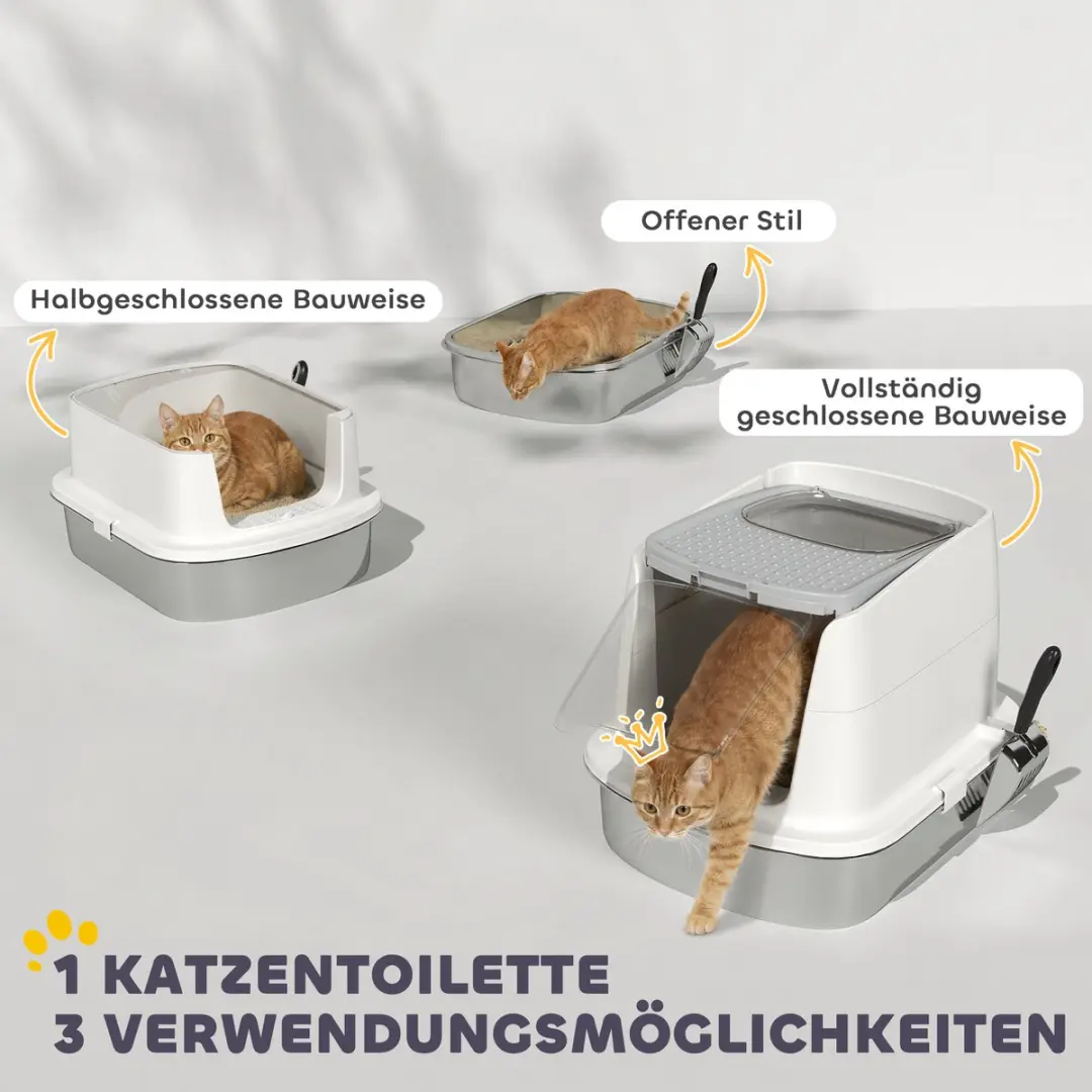 Pawhut Kattenbaklade 52,4L x 41,3B x 39,8H cm - Wit
