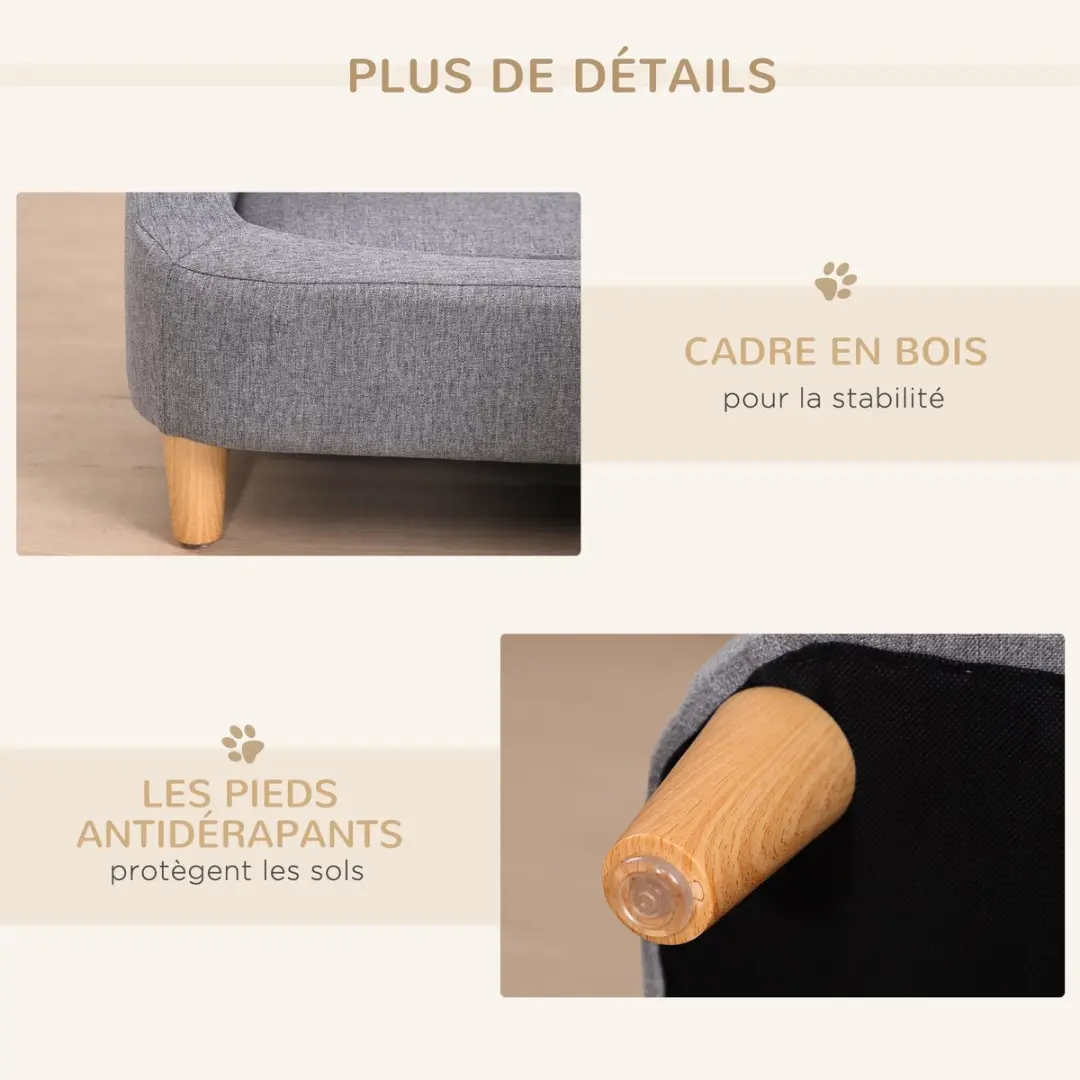 Pawhut Hondensofa Grijs - 75x55x39cm