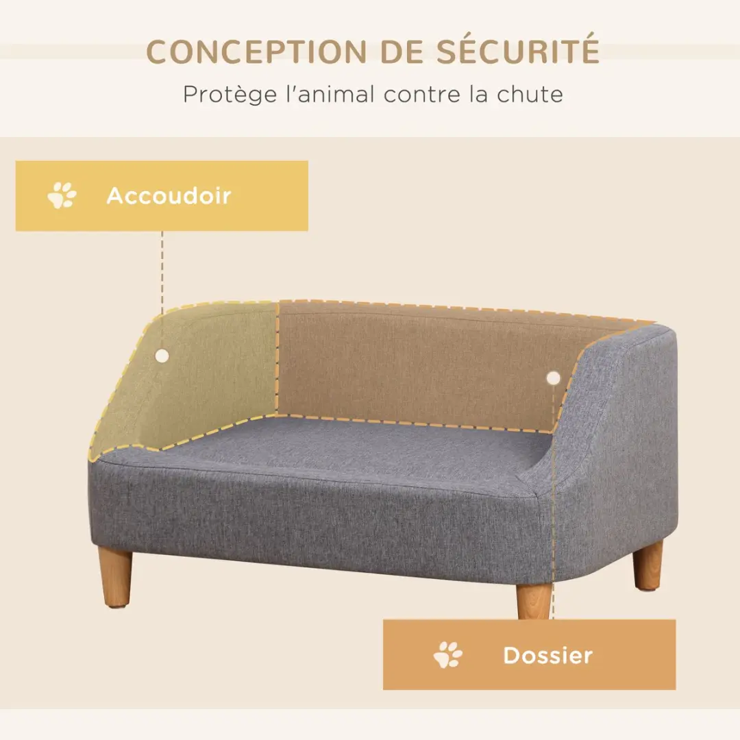Pawhut Hondensofa Grijs - 75x55x39cm