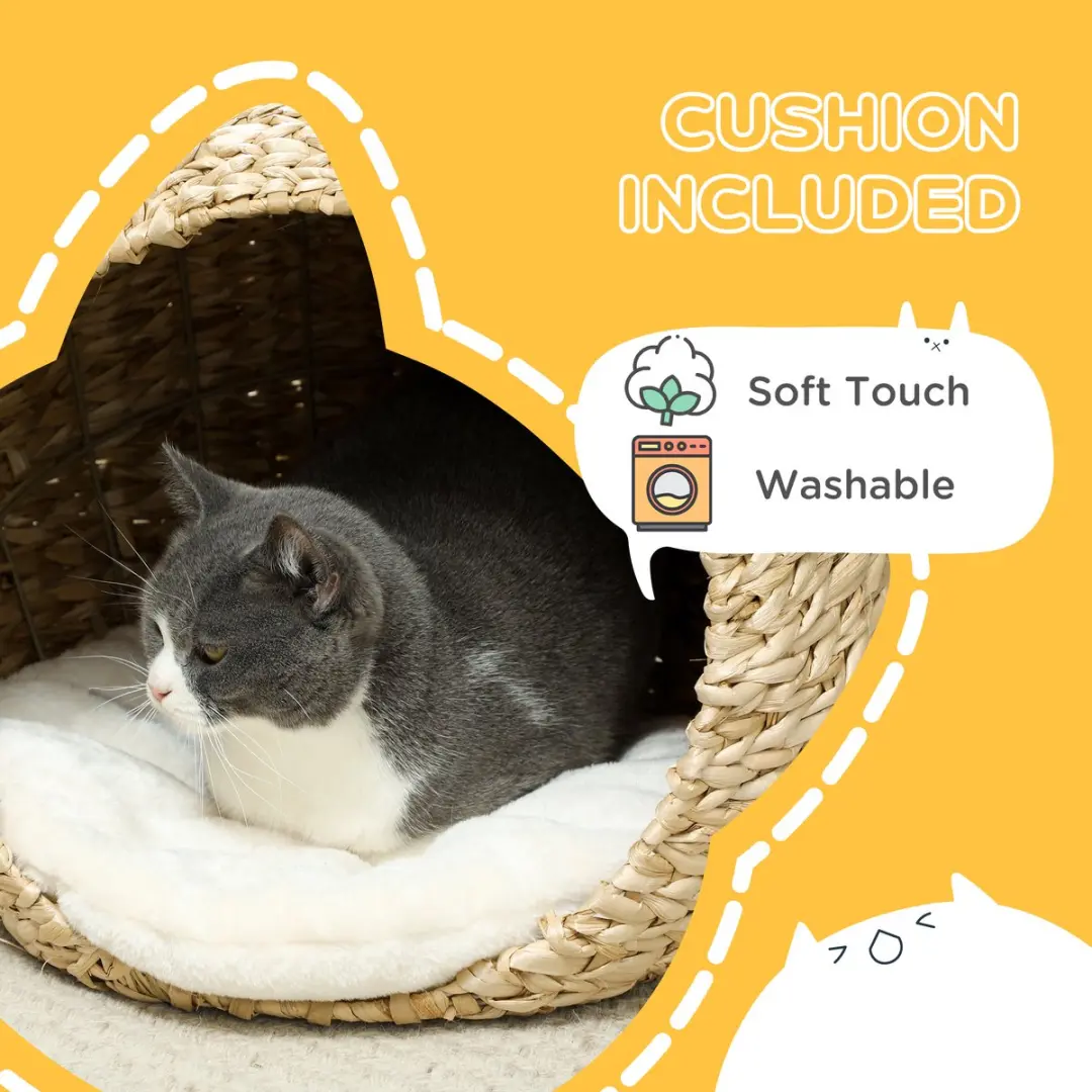 Pawhut Rotan Kattenhuis Spinrok 45x41x37cm - Bruin