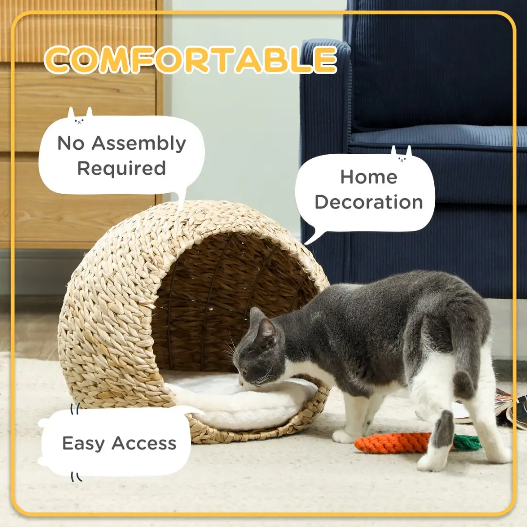 Pawhut Rotan Kattenhuis Spinrok 45x41x37cm - Bruin
