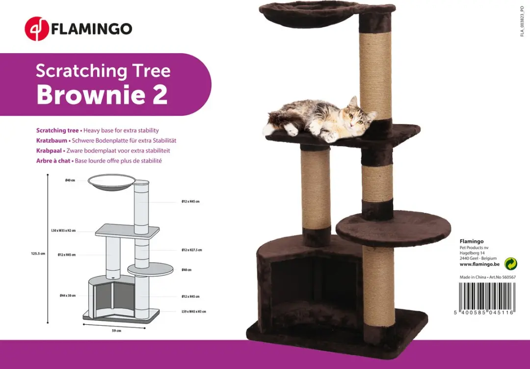 Flamingo Brownie 2 Kattenkrabpaal - 3 Niveaus - Ø40cm
