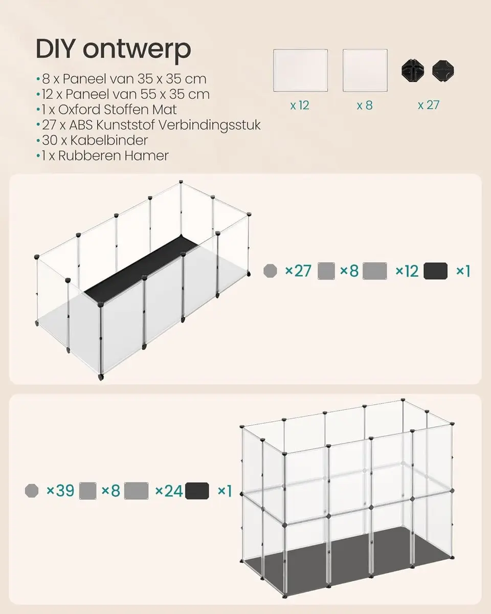Songmics Kleindierverblijf 145x73x57cm - Wit - afbeelding 6 van 6