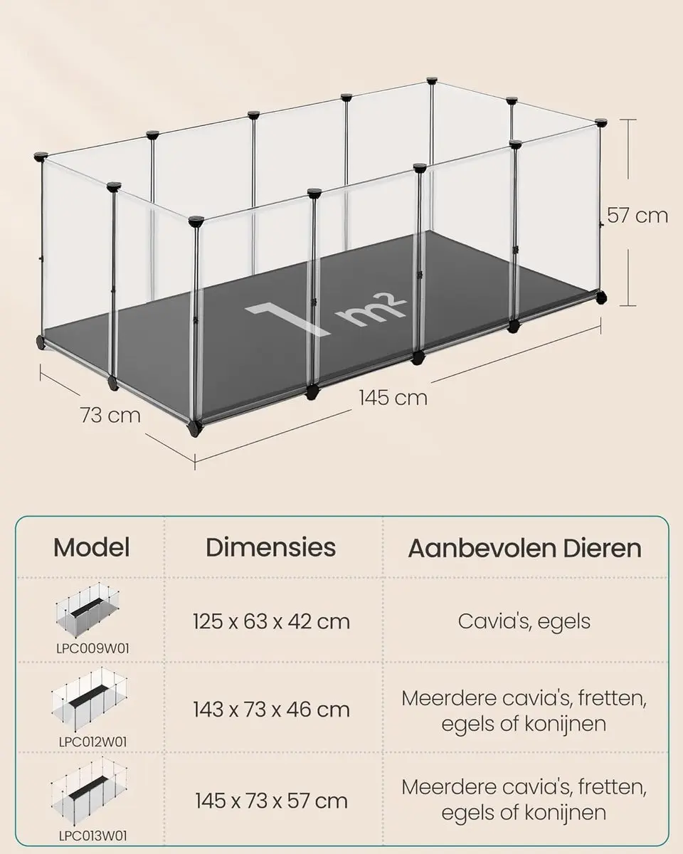 Songmics Kleindierverblijf 145x73x57cm - Wit - afbeelding 4 van 6