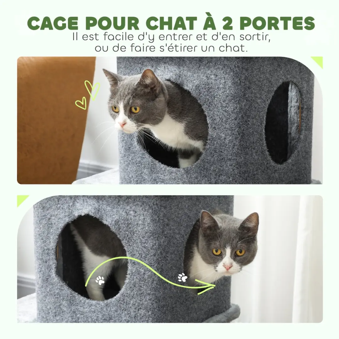 Pawhut Kattenboom 43x33x80cm - Donkergrijs