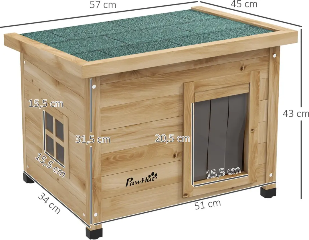 Pawhut Kattenhuis Outdoor 57x45x43cm - Geel